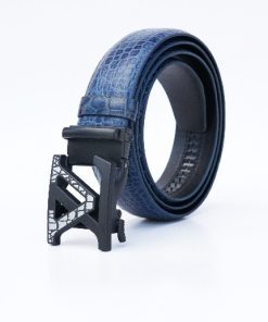 Blue Textured Leather Belt
