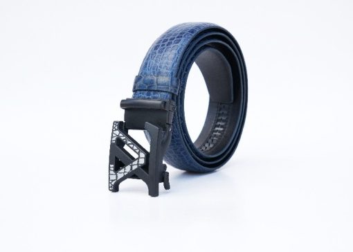 Blue Textured Leather Belt