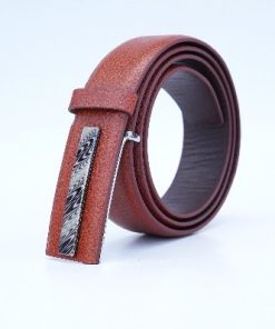 Brown Textured Leather Belt