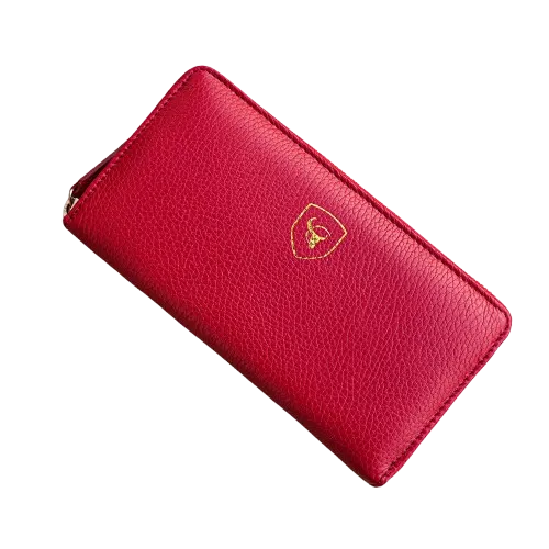 Deep Red Natural Grain Ladies Purse