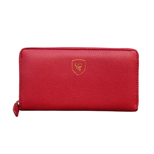 Deep Red Natural Grain Ladies Purse