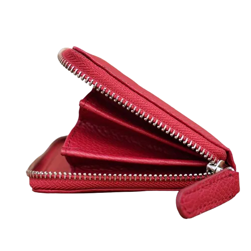 Deep Red Natural Grain Ladies Purse