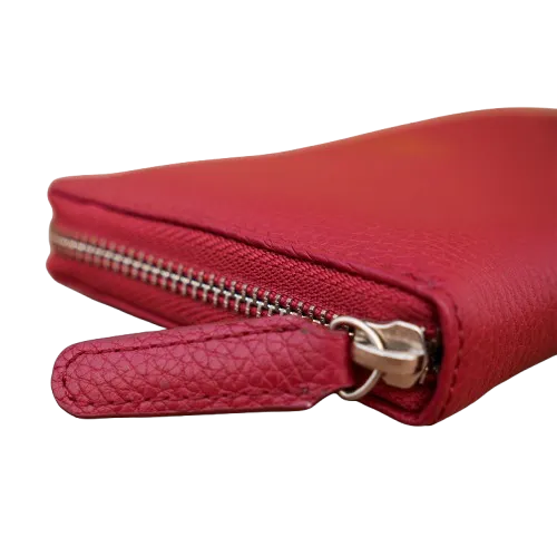 Deep Red Natural Grain Ladies Purse