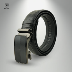 Black Crocodile Pattern Gear Buckle Belt