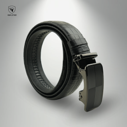 Alternative view of Black Crocodile Pattern Gear Buckle Belt