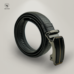 Black Crocodile Pattern Gear Buckle Belt