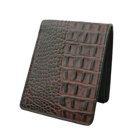 Crocodile-patter-dark-chocolate-Bi-fold-wallet