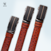 Ostrich Pattern Tan Gear Buckle Belt
