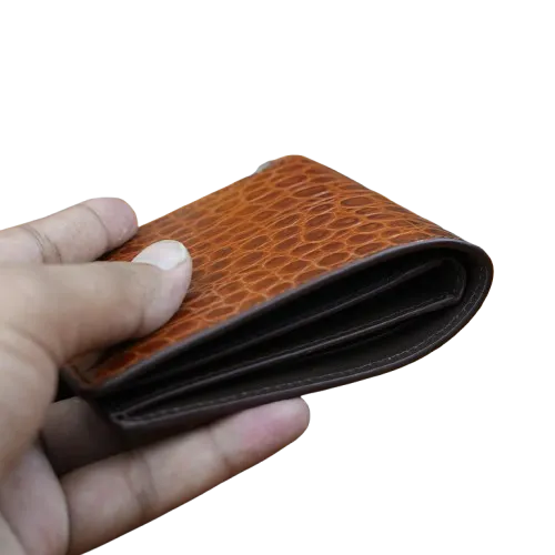 Crocodile Pattern Tan Bi-fold Wallet - Image 4