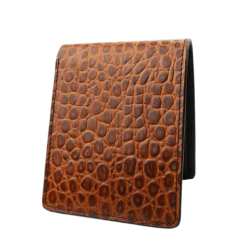 Crocodile Pattern Tan Bi-fold Wallet