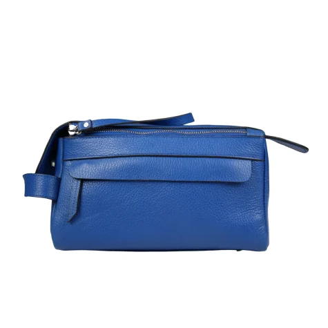 premium genuine leather hand pouch – royal blue
