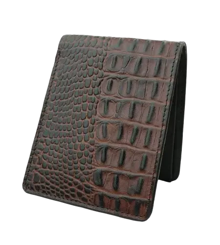 Crocodile-patter-dark-chocolate-Bi-fold-wallet