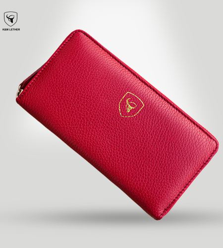 Deep Red Natural Grain Ladies Purse